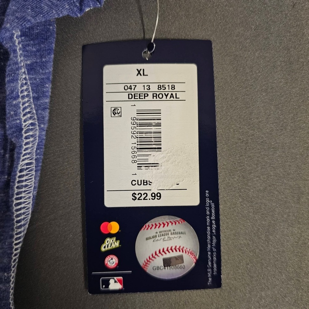 Chicago Cubs MLB‎ Baseball Womens Crop Heathered Blue T-Shirt XL New With Tags - Picture 8 of 8